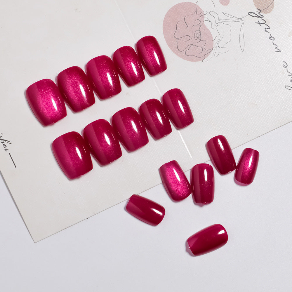 30pcs/Set Dragon Fruit Cat Eye Press On Nails