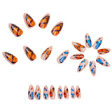 24pcs/Set Gradient Blue to Orange Butterfly Press-On Nails