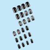 24pcs/Set Black Snowflakes Press-On Nails