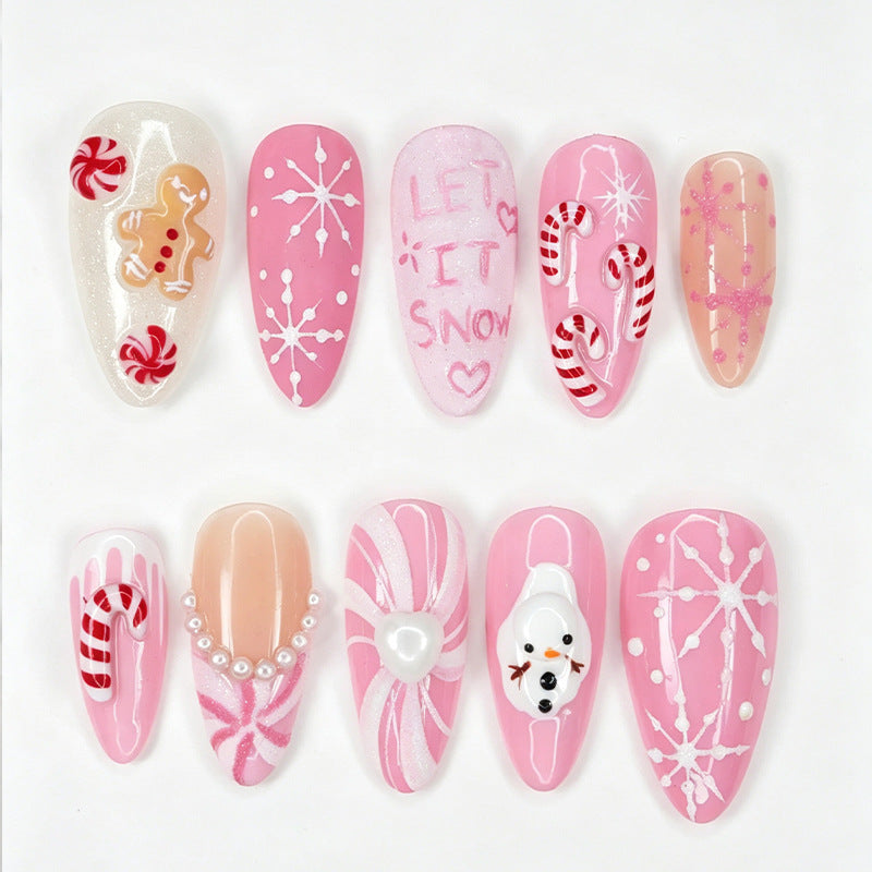 30pcs/Set 3D Candy & Gingerbread Man Press-On Nails