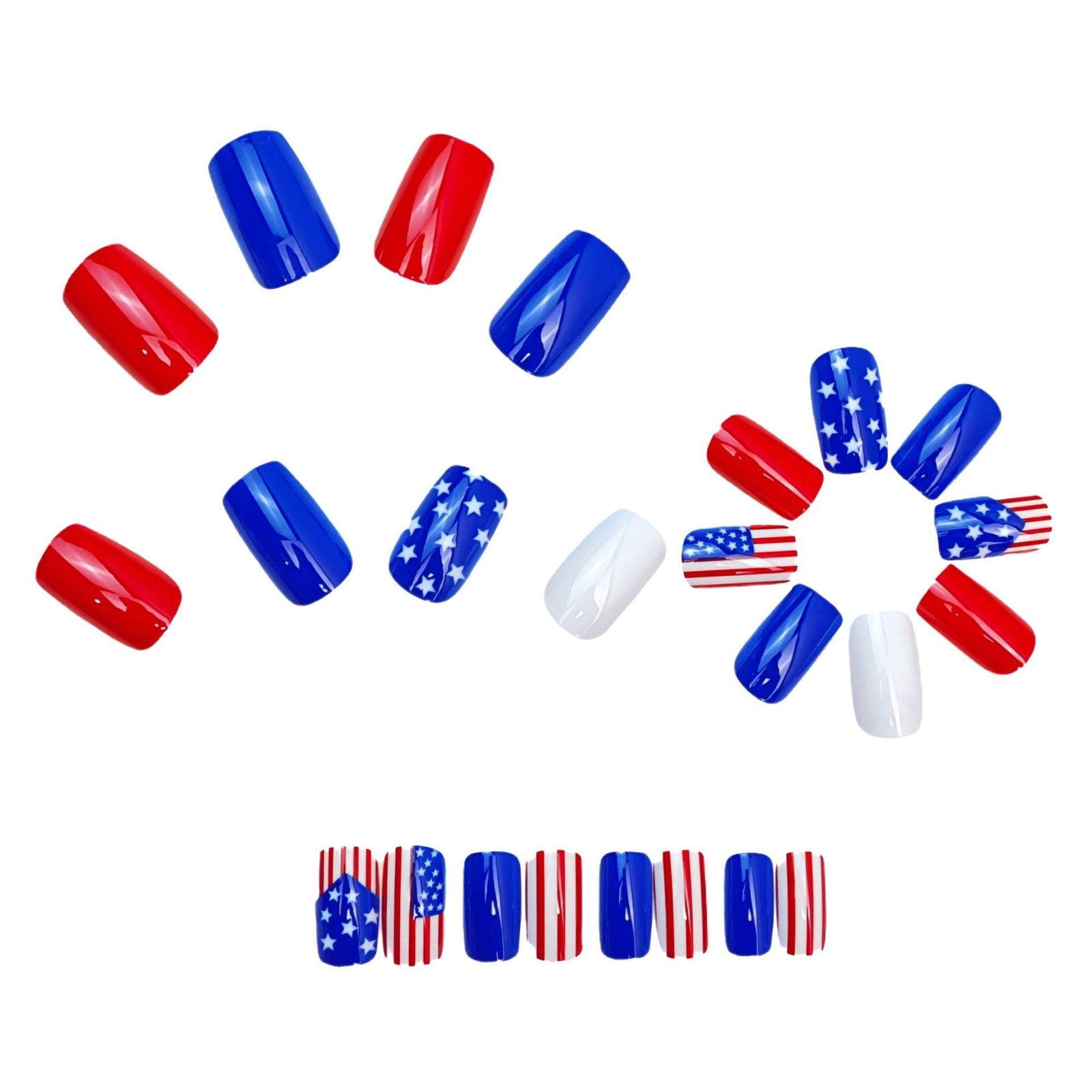 24pcs/Set Stars and Stripes American Flag Press-On Nails