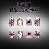 24pcs/Set Purple Ombre Spider Web Floral Press-On Nails