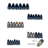 30pcs/Set Gold Foil Ghost Press On Nails