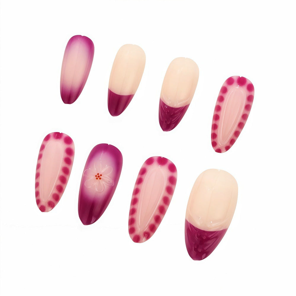 24pcs/Set Purple Gradient French Press-On Nails