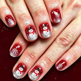 24pcs/Set Silver Glitter Ombre Snowflakes Press On Nails