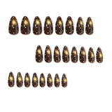 24pcs/Set Brown Cat Eye with White Polka Dots Press On Nails