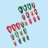24pcs/Set Gingerbread Man & Candy Press On Nails