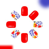 24pcs/Set Red Autumn Maple Leaves Press-On Nails