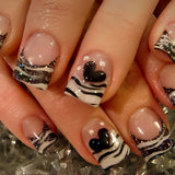 24pcs/Set White Glitter French Tips Press-On Nails