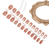 24pcs/Set Gold Edge Orange Cat Eye Press On Nails