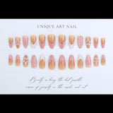 24pcs/Set French Tip 3D Floral Press-On Nails