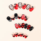 24pcs/Set Black & Red French Bats Press-On Nails