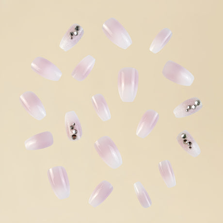 24pcs/Set Glitter Gradient Rhinestone Press-On Nails