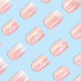 24pcs/Set Nude Pink Ombre with White Butterflies Press-On Nails