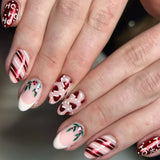 24pcs/Set Holly Berry French Tips Press On Nails