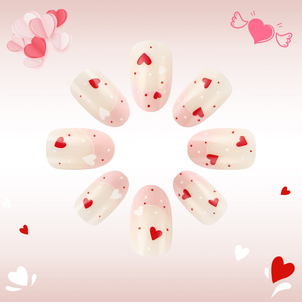 24pcs/Set Heart French Tips Press-On Nails