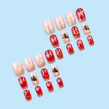 24pcs/Set Gold French Snowflakes Press On Nails