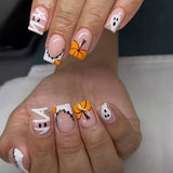 24pcs/Set Pumpkin Ghost French Press On Nails