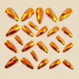 24pcs/Set Deep Gold Diamond-Shaped Chrome Press-On Nails
