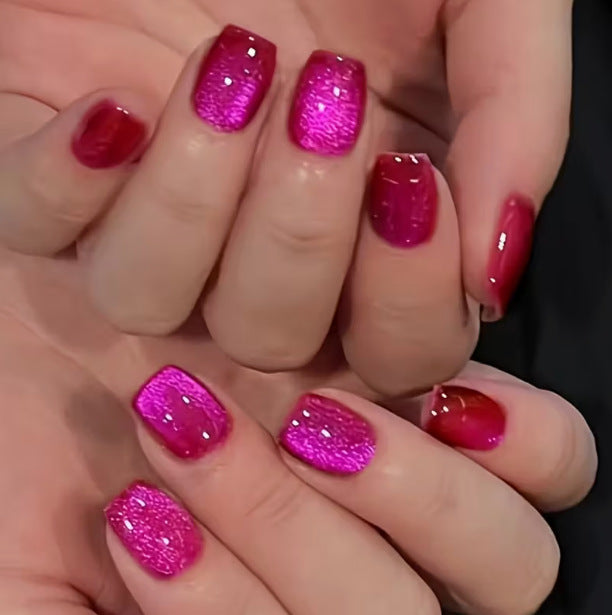 30pcs/Set Dragon Fruit Cat Eye Press On Nails