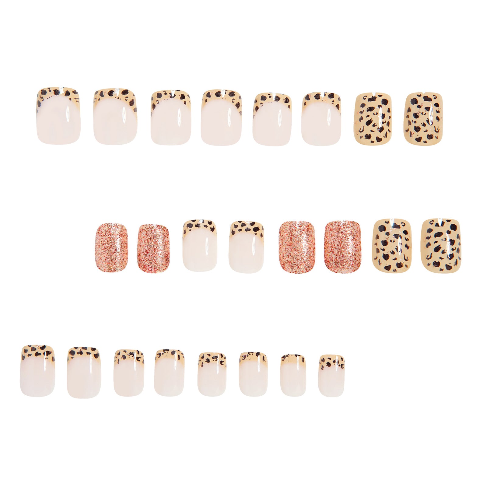 24pcs/Set Glitter Leopard Press-On Nails
