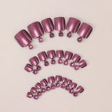 24pcs/Set Hot Pink Chrome Press On Toe Nails