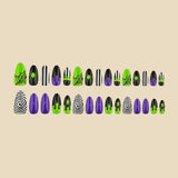 30pcs/Set Neon Green Halloween Spider Press On Nails