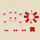 24pcs/Set Red Heart Press-On Nails