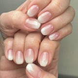 24pcs/Set Nude Pink & White Gradient Press-On Nails