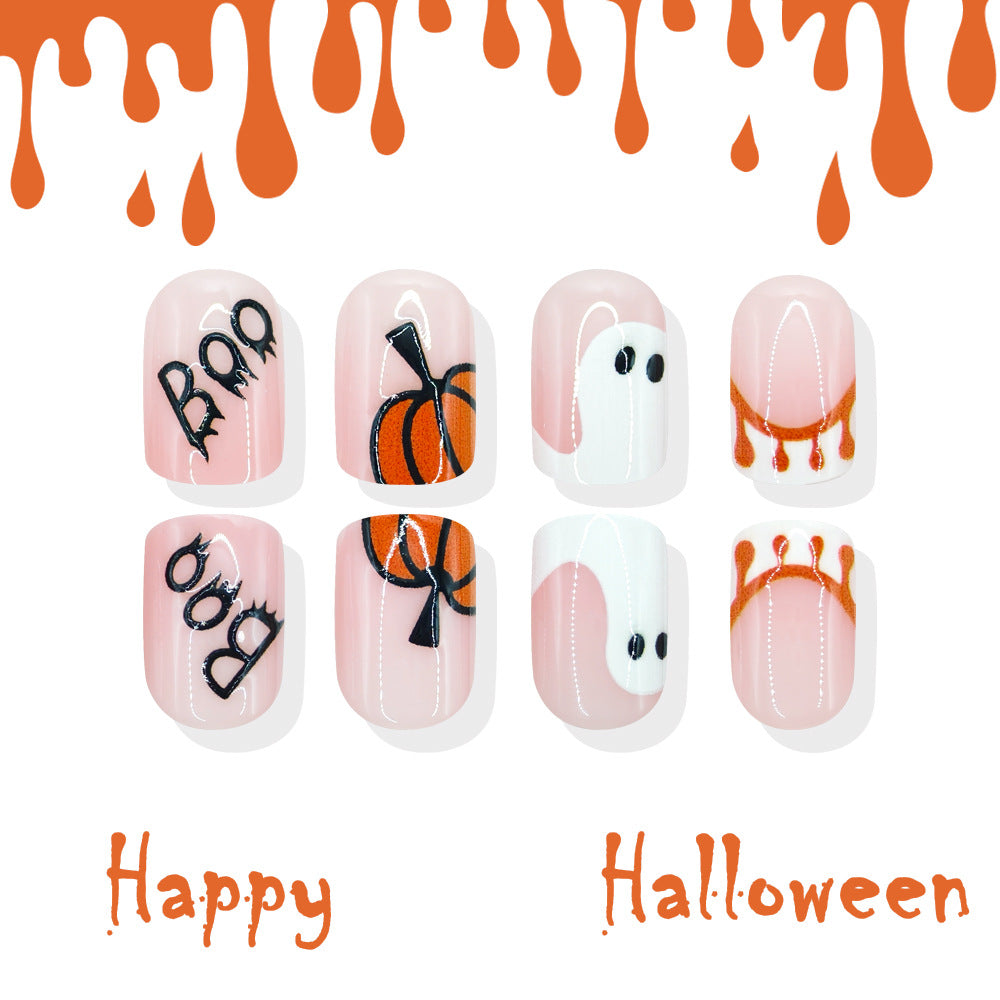24pcs/Set Pumpkin Ghosts Press On Nails
