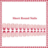 24pcs/Set Red Flower French Press On Nails
