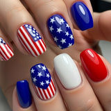 24pcs/Set Stars and Stripes American Flag Press-On Nails