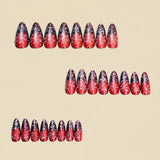 24pcs/Set Red Glitter Snowflake Press-On Nails