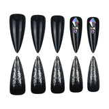 24pcs/Set Black & Pink Marble Press On Nails