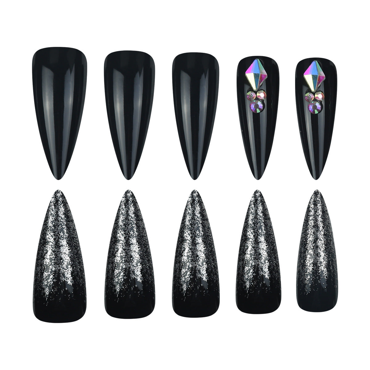 24pcs/Set Black & Pink Marble Press On Nails
