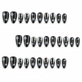 30pcs/Set Black Cat & Snowflakes Press On Nails