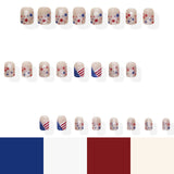 24pcs/Set V-Shaped French Tip Red, White & Blue Star Press-On Nails