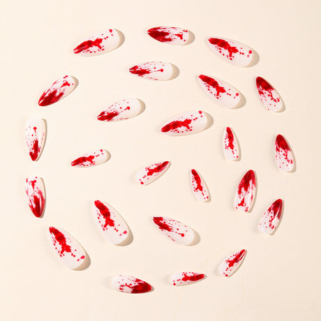 24pcs/Set Almond-Shaped Blood Drip Press On Nails