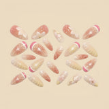 24pcs/Set 3D Embossed Floral Press-On Nails