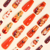 24pcs/Set Maple Leaves & Pumpkins Press-On Nails