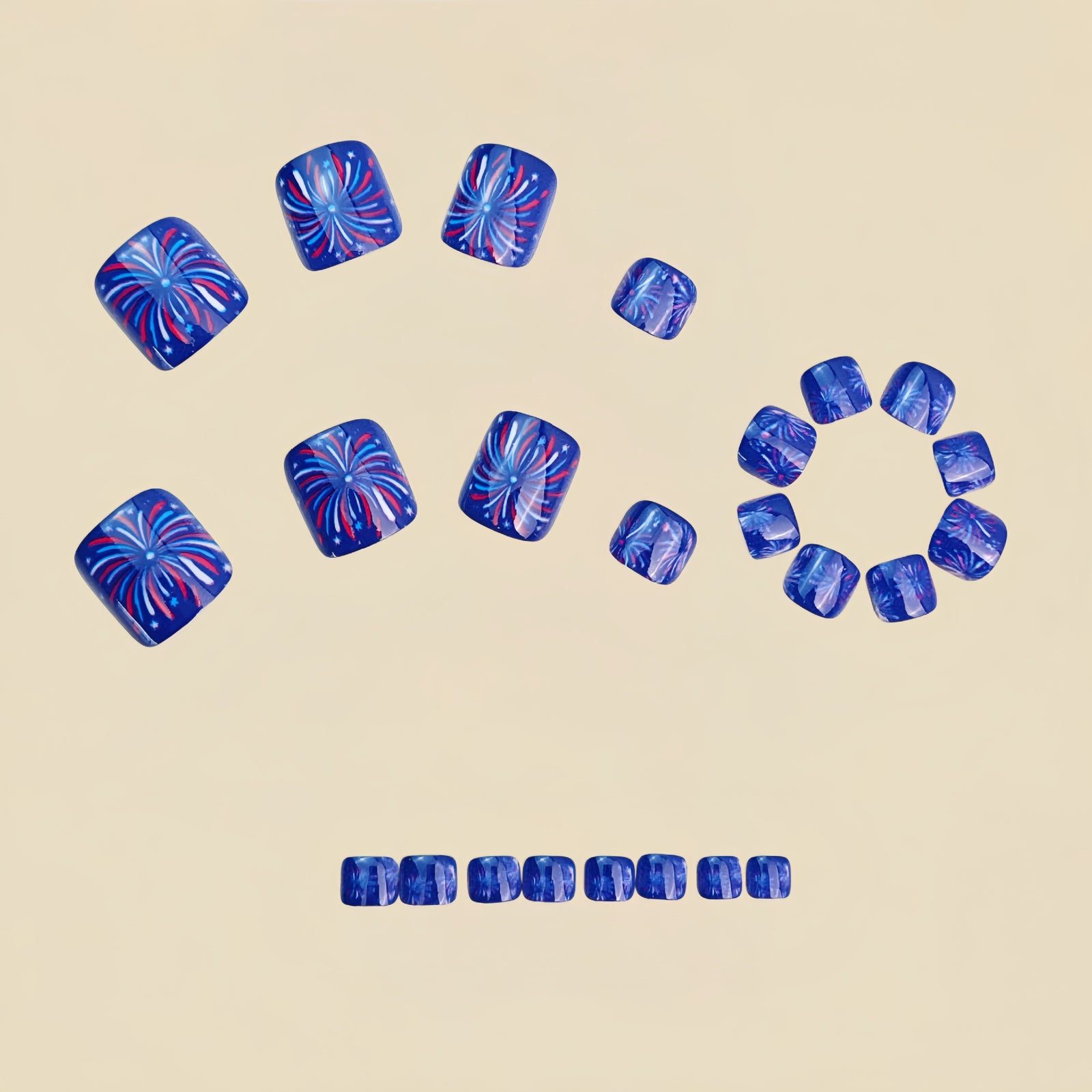 24pcs/Set Royal Blue Fireworks Press-On Nails