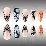 24pcs/Set Ghost Bat Pumpkin Press-On Nails