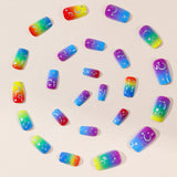 24pcs/Set Rainbow Gradient Stars Press-On Nails