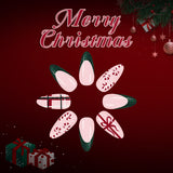 24pcs/Set Glitter Candy Cane French Tips with Plaid Press On Nails