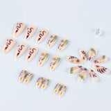 24pcs/Set Colorful Snake & Foliage Press-On Nails