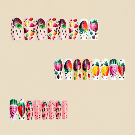 24pcs/Set Colorful Summer Fruit Press-On Nails
