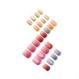 24pcs/Set Rainbow Ombre Cat Eye Press-On Nails