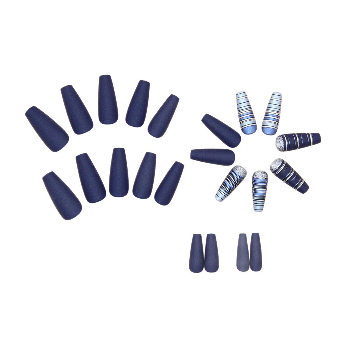 24pcs/Set Matte Blue Plaid Press On Nails