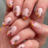 24pcs/Set Floral French Press On Nails