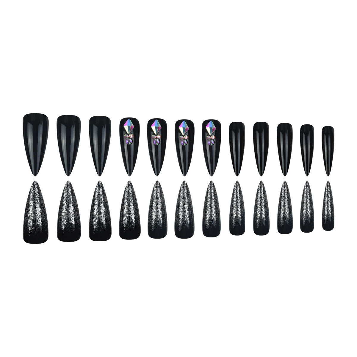 24pcs/Set Black & Pink Marble Press On Nails